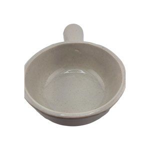 GRAYSTONE McCoy Nelson Soup Bowl Handle Round Gray Drip on Ivory USA Pottery